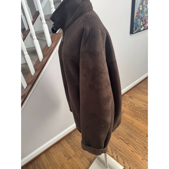 impermeable by weatherproof jacket faux suede shearling brown mens vintage XL - Picture 3 of 6
